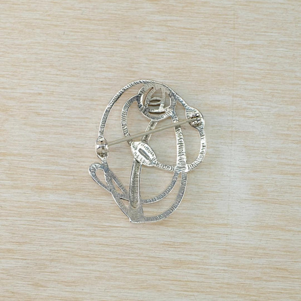 Oval Vintage Sterling Silver Charles Rennie Mackintosh Inspired Brooch.