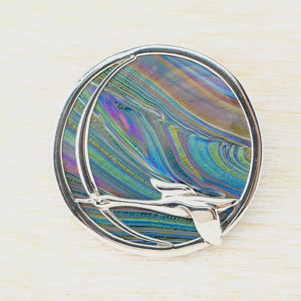 Vintage Sterling Silver and Glass Brooch by Pat Cheney.