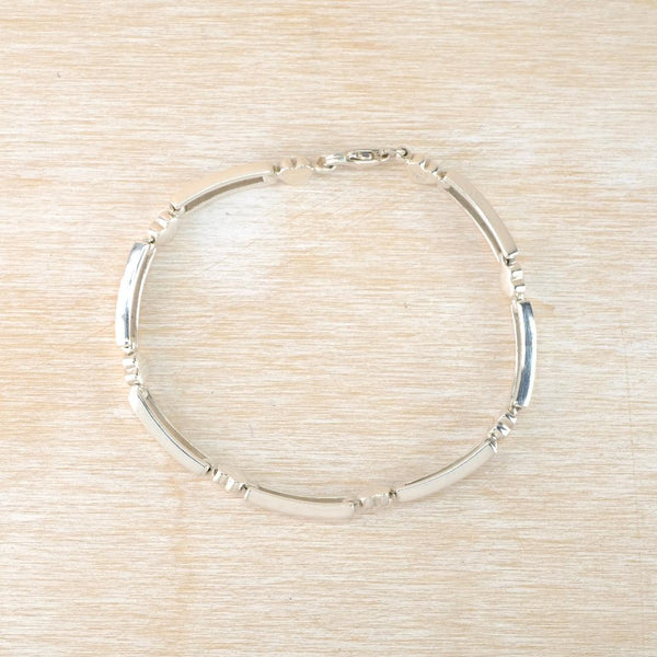 Vintage Sweetheart Sterling Silver Two Bar Gate Link Bracelet.