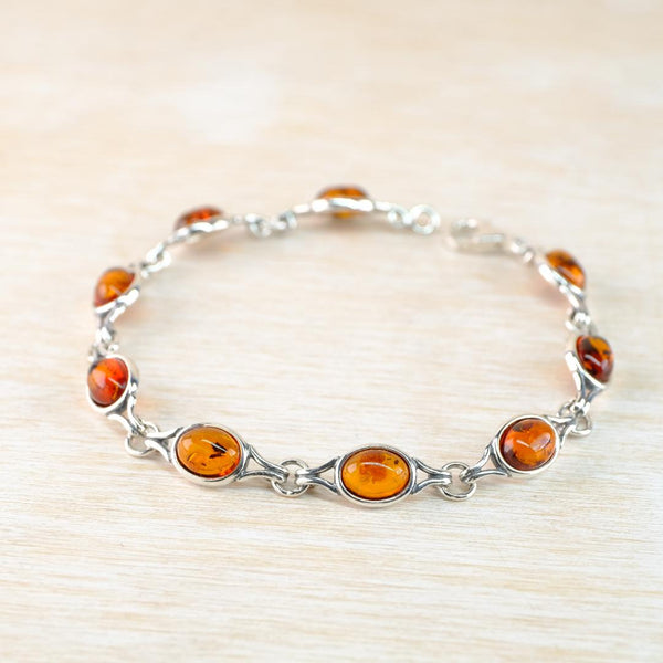Sterling Silver and Amber Bracelet.