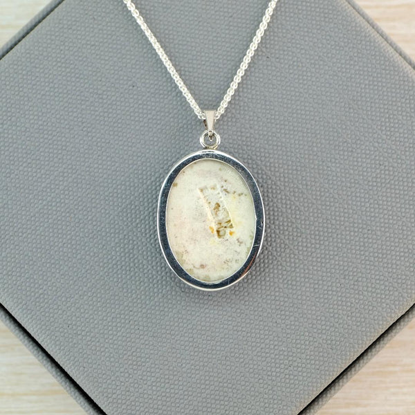Vintage Ruskin Pottery Plaque Pendant Set in Sterling Silver.