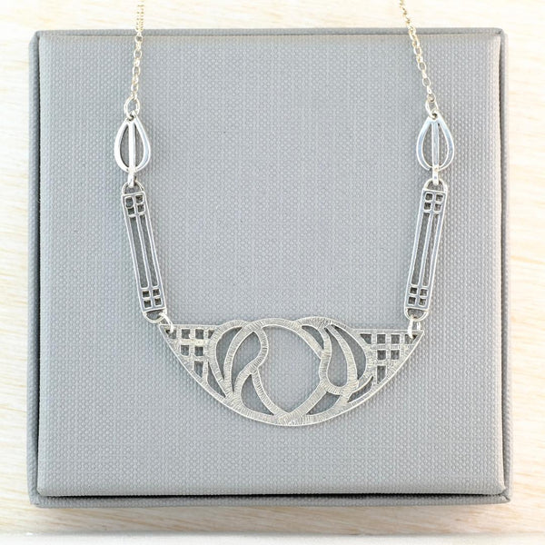 Vintage Sterling Silver Necklet Inspired by Charles Rennie Mackintosh.