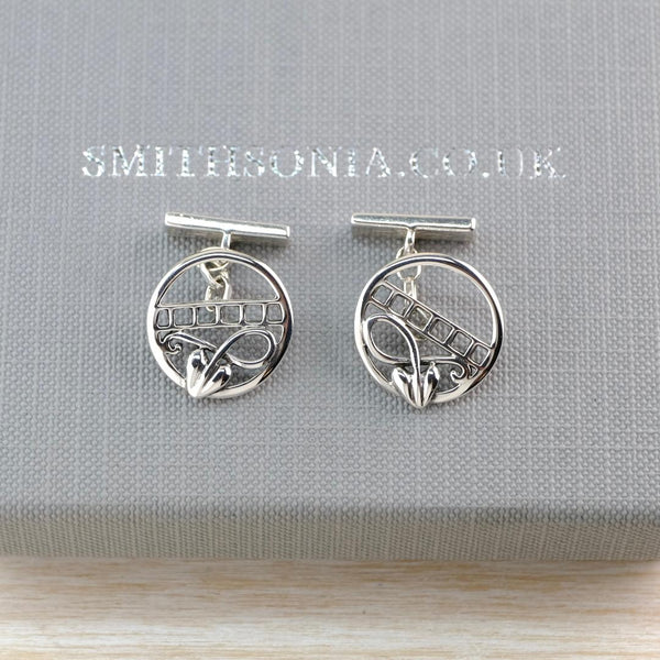 Vintage Hallmarked Sterling Silver Mackintosh Style Silver Cufflinks