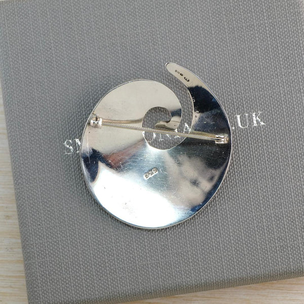 Vintage Sterling Silver Round Swirl Brooch.