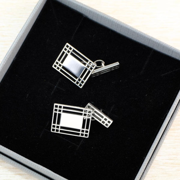 Vintage Sterling Silver Mackintosh Style Silver Cufflinks