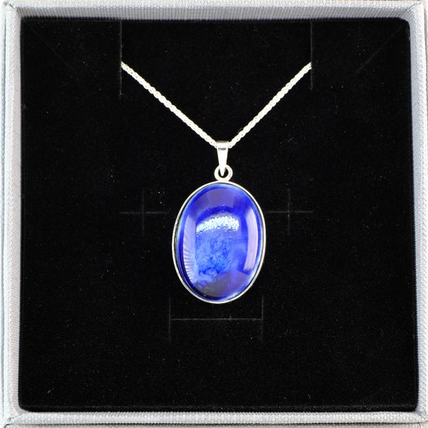 Vintage Ruskin Pottery Plaque Pendant Set in Sterling Silver.