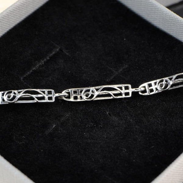 Vintage Mackintosh Style Sterling Silver Link Bracelet.