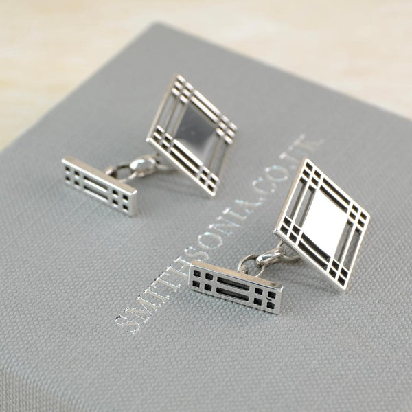 Vintage Sterling Silver Mackintosh Style Silver Cufflinks