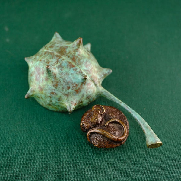 Bronze "Mouse in Conker" Sculpture by David Meredith.