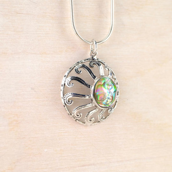 Sterling Silver and Abalone  Organic Style Pendant.