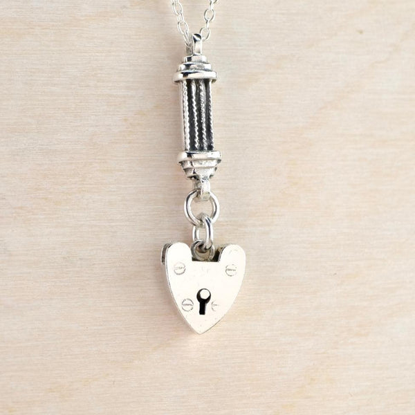 Vintage Sterling Silver Heart Padlock Pendant by Emily Merrix.