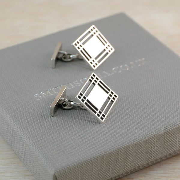 Vintage Sterling Silver Mackintosh Style Silver Cufflinks