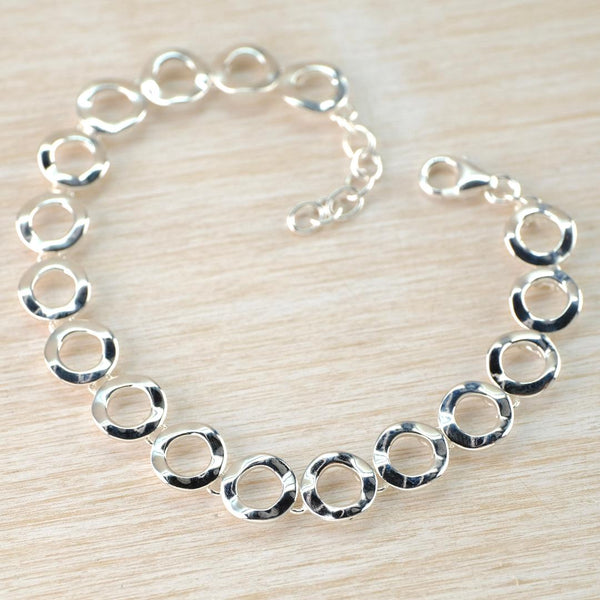 Circles Sterling Silver Link Bracelet by JB Designs.