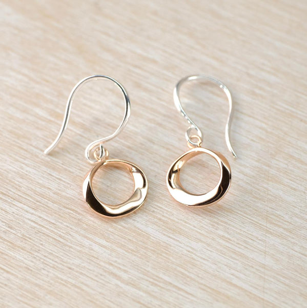 Rose Gold Plated Circle Drop Earrings by JB Designs.