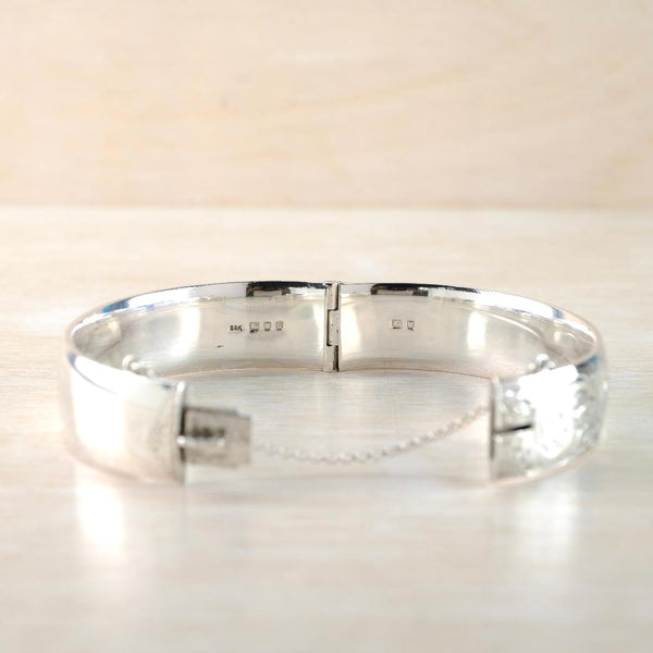 Vintage Sterling Silver Bangle Bracelet, Hallmarked London, 1960.