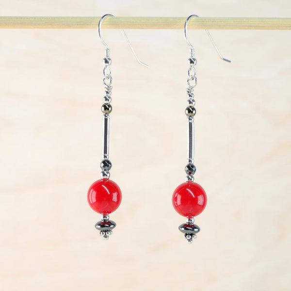 Vintage Beads and Silver Long Drop Earrings.