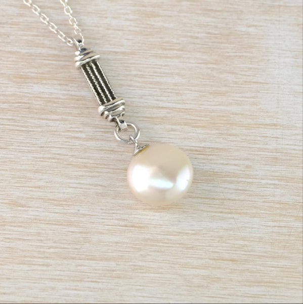 Sterling Silver and Pearl Drop Pendant by Emily Merrix