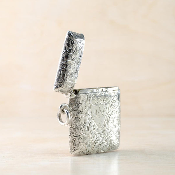 Antique Silver Vesta Case, Hallmarked Birmingham, 1898.