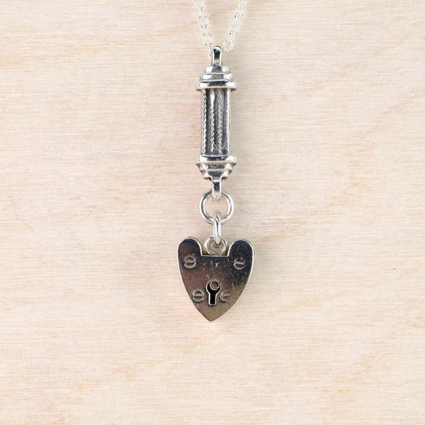 Vintage Sterling Silver Heart Padlock Pendant by Emily Merrix.
