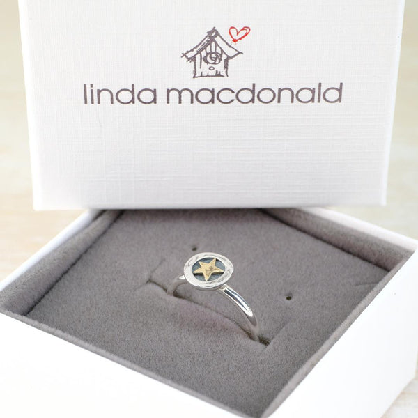 Silver and 9 ct Gold Star Ring by Linda Macdonald.