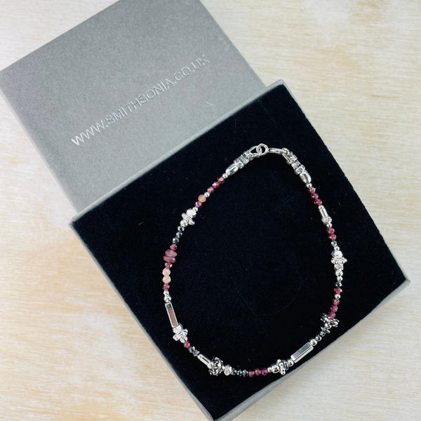 Garnet, Spinel and Sterling Silver Bead Bracelet by Emily Merrix.