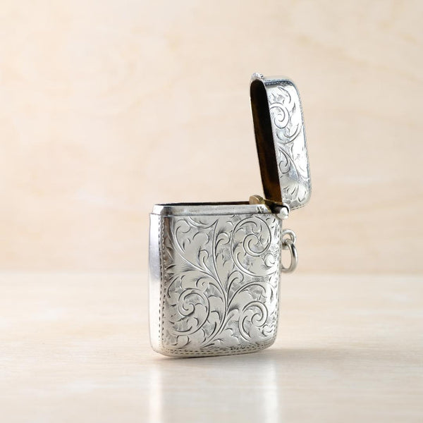 Antique Silver Vesta Case, Hallmarked Birmingham, 1902.