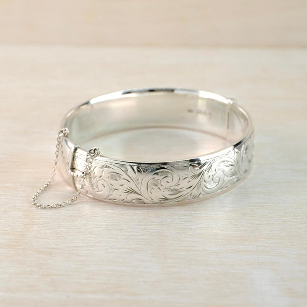 Vintage Sterling Silver Bangle Bracelet, Hallmarked London, 1960.