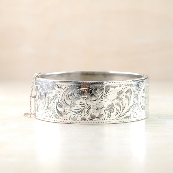 Vintage Sterling Silver Bangle Bracelet, Hallmarked in Birmingham 1954