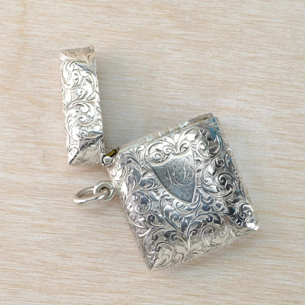 Antique Silver Vesta Case, Hallmarked Birmingham, 1898.