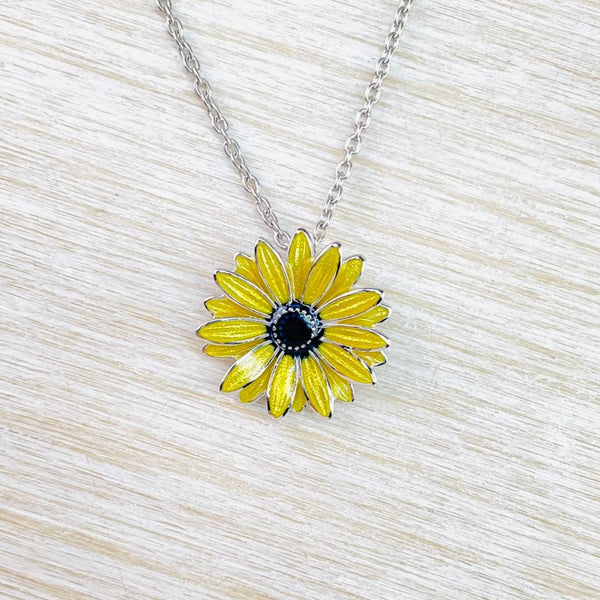 Sterling Silver and Enamel 'Black-Eyed Susan' Pendant by Nicole Barr.