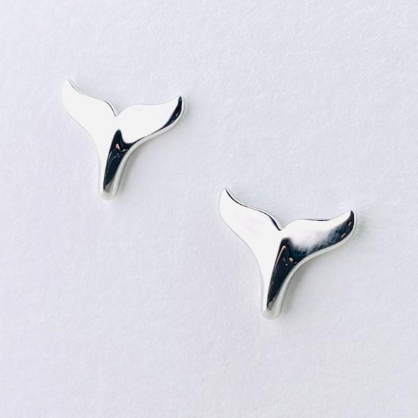 Sterling Silver Whale Tail Stud Earrings