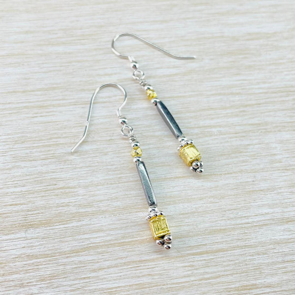 Mixed Sterling Silver and Gold Plated Bead Earrings by Emily Merrix.