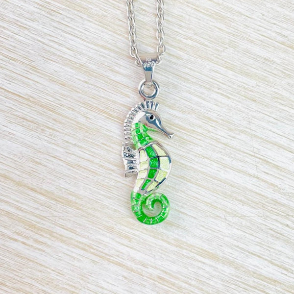 Sterling Silver and Enamel Seahorse Pendant by Nicole Barr.