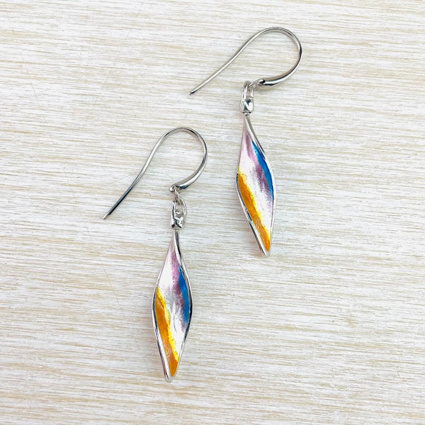 Sterling Silver and Enamel 'Sunset Aurora' Earrings by Nicole Barr.