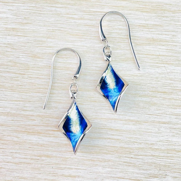 Sterling Silver and Enamel 'Blue Aurora' Earrings by Nicole Barr.