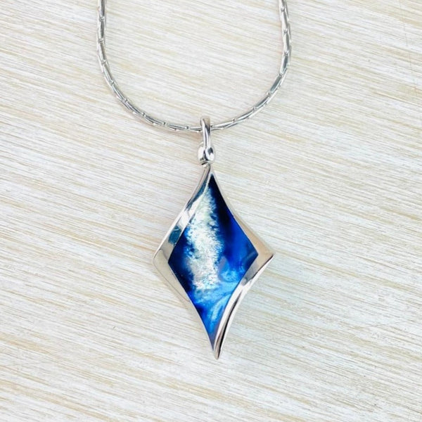 Sterling Silver and Enamel 'Blue Aurora' Pendant by Nicole Barr.