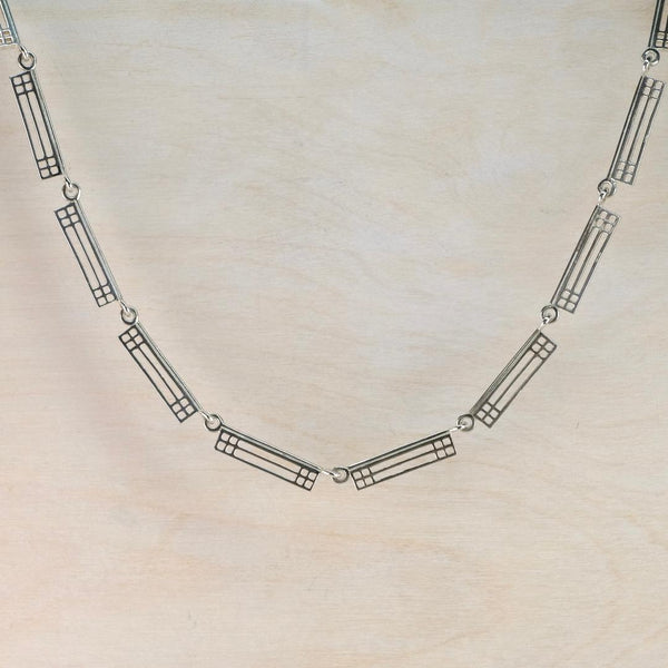 Vintage Sterling Silver Necklace Inspired by Charles Rennie Mackintosh.
