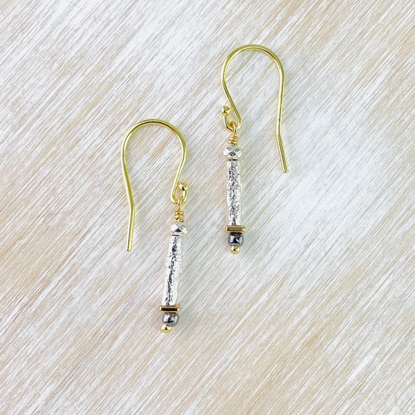 Silver and Gold Plated Delicate Drop Earrings by JB Designs.