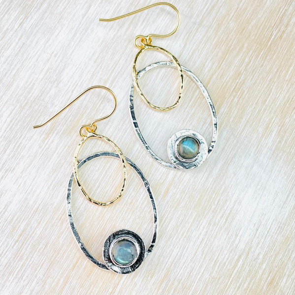 Silver and Gold Plated Earrings With Labradorite by JB Designs.