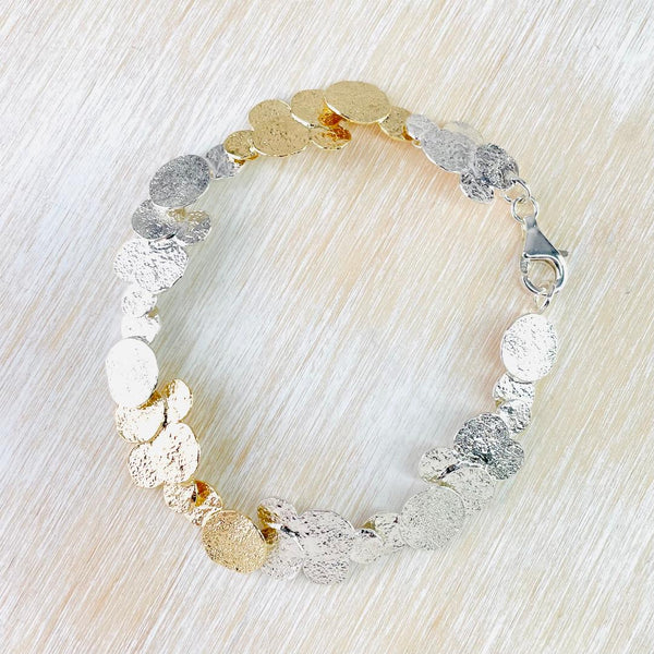 Silver And Gold Plated Organic Circles Bracelet by JB Designs.