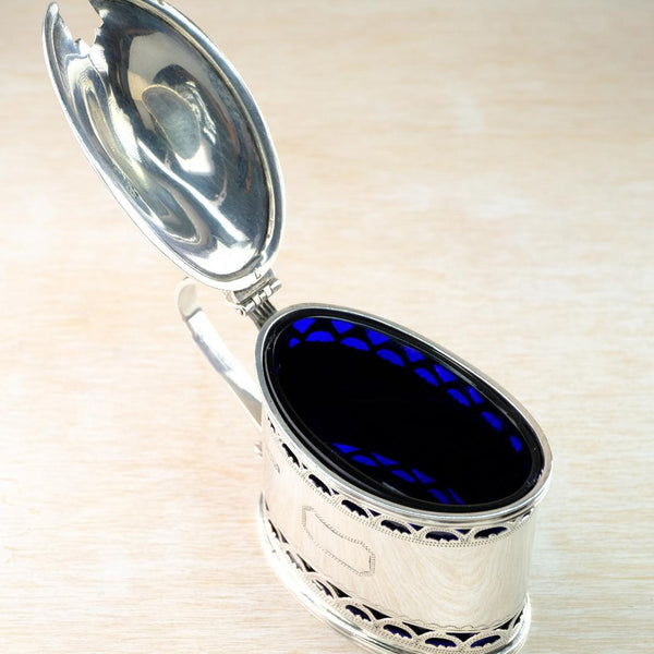 Antique Silver Condiment Pot with Glass Liner, Hallmarked Sheffield 1921.