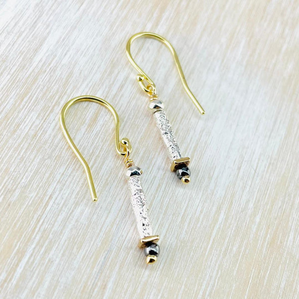 Silver and Gold Plated Delicate Drop Earrings by JB Designs.