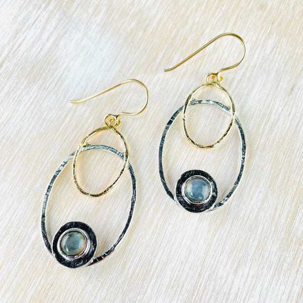Silver and Gold Plated Earrings With Labradorite by JB Designs.