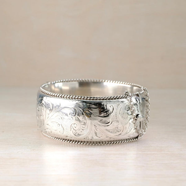Vintage Wide Sterling Silver Bangle Bracelet, Hallmarked Birmingham, 1959