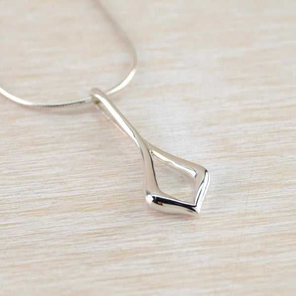 Elongated Open Teardrop Sterling Silver Pendant
