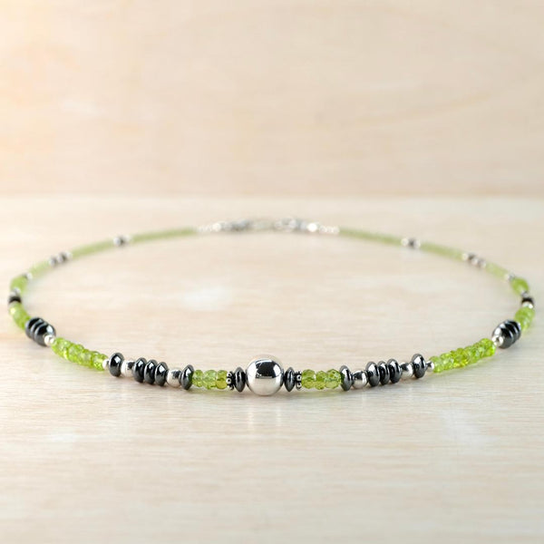 Pretty in Peridot, Gemstone and Sterling Silver Handmade Necklace.
