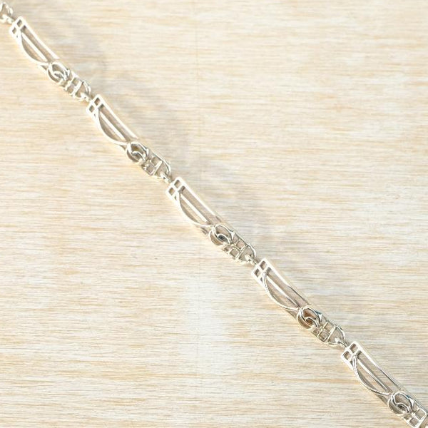 Vintage Silver Link Bracelet with Charles Rennie Mackintosh Style Design.