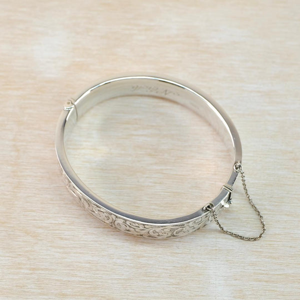 Vintage Silver Bangle Bracelet, Hallmarked in Chester, 1948