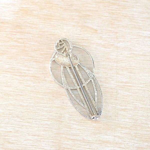 Vintage Sterling Silver Mackintosh Rose and Leaves Brooch. (