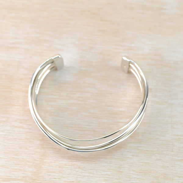 Vintage Hallmarked Sterling Silver Multi-Strand Cuff Bangle.